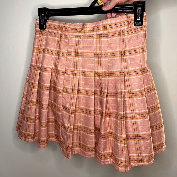 Fei Li Lai | Pink Plaid Skirt Pleated Short Mini - Picture 1 of 3